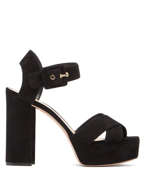 Matchesfashion.com Nicholas Kirkwood - Essential Mirrored-heel Suede Platform Sandals - Womens - Black