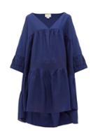 Matchesfashion.com Anaak - Airi Step-hem Silk-habotai Dress - Womens - Navy