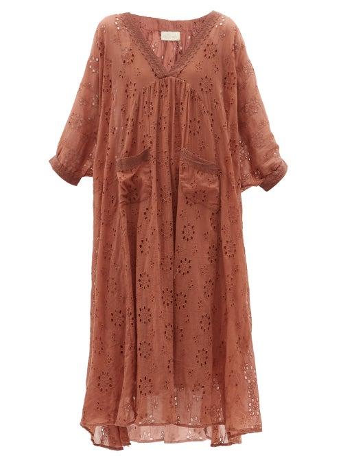 Matchesfashion.com Mes Demoiselles - De Beaurevoir Cotton Kaftan Dress - Womens - Brown
