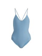 Matchesfashion.com Ephemera - Laced Back Swimsuit - Womens - Blue