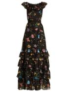 Matchesfashion.com Goat - Fairytale Floral Embroidered Silk Organza Gown - Womens - Black Multi