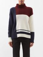 Jil Sander - Colour-block Cashmere Roll-neck Sweater - Womens - Navy Multi