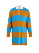 Matchesfashion.com Gucci - Wolf Patch Striped Wool Polo Shirt - Mens - Blue Multi