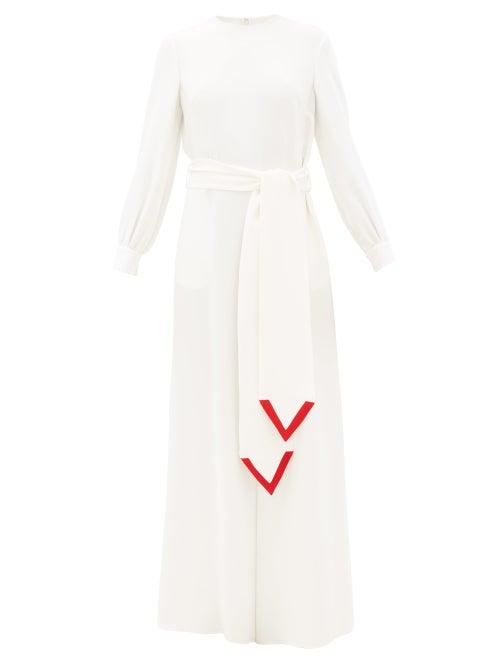Matchesfashion.com Valentino - V-trim Silk-cady Jumpsuit - Womens - Red White