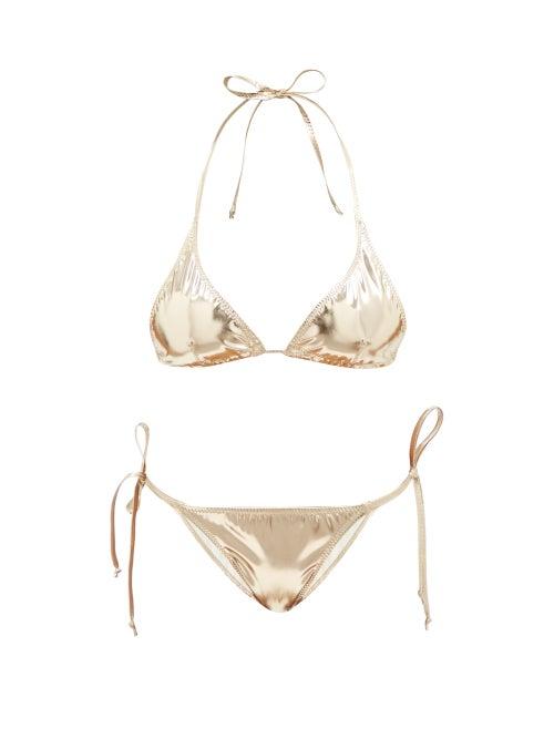 Lisa Marie Fernandez - Pamela Metallic Triangle Bikini - Womens - Gold