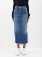 Raey - Split-back Organic-cotton Denim Skirt - Womens - Dark Blue