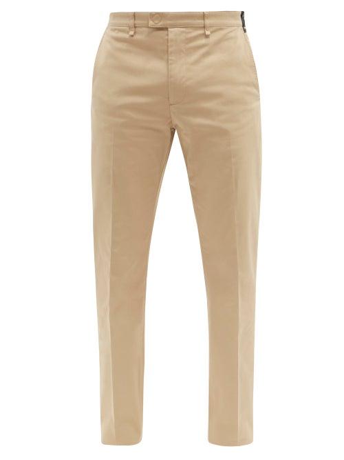 Mens Rtw Fendi - Cotton-blend Gabardine Straight-leg Trousers - Mens - Light Beige