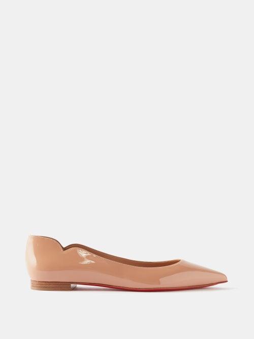 Christian Louboutin - Hot Chickita Patent-leather Flats - Womens - Nude