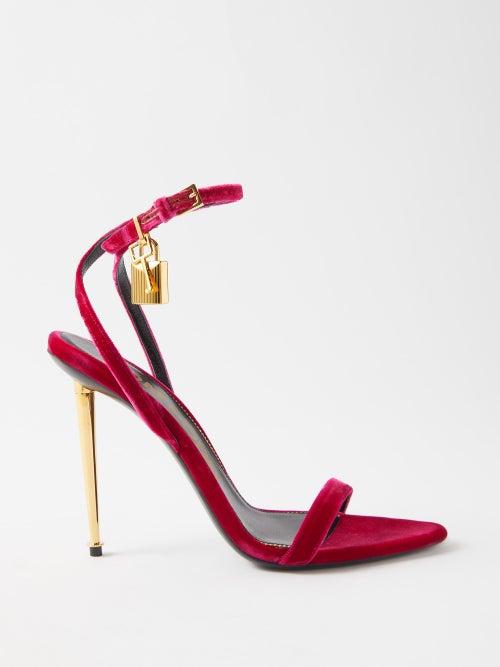 Tom Ford - Padlock 105 Velvet Sandals - Womens - Dark Pink