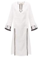 Matchesfashion.com Zeus + Dione - Tangara Embroidered Linen Midi Dress - Womens - White