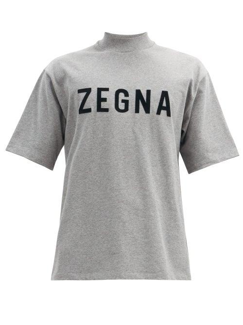 Matchesfashion.com Fearofgodzegna - Oversized High-neck Cotton-jersey T-shirt - Mens - Grey