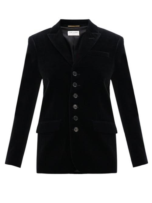 Matchesfashion.com Saint Laurent - Seven Button Cotton Velvet Blazer - Womens - Black