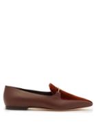 Matchesfashion.com Burberry - Tb Monogram Leather And Velvet Horsebit Loafers - Womens - Brown