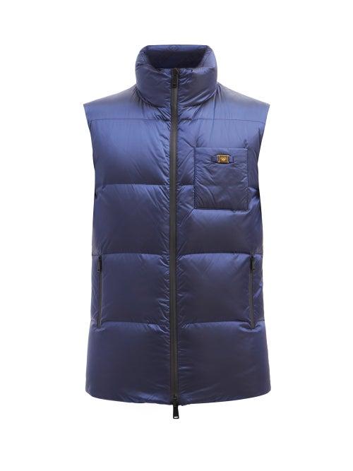 Fendi - Reversible Ff-print High-neck Quilted Down Gilet - Mens - Navy