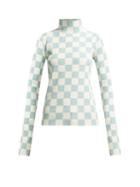 Matchesfashion.com Jil Sander - High Neck Checked Jacquard Top - Womens - Blue Multi