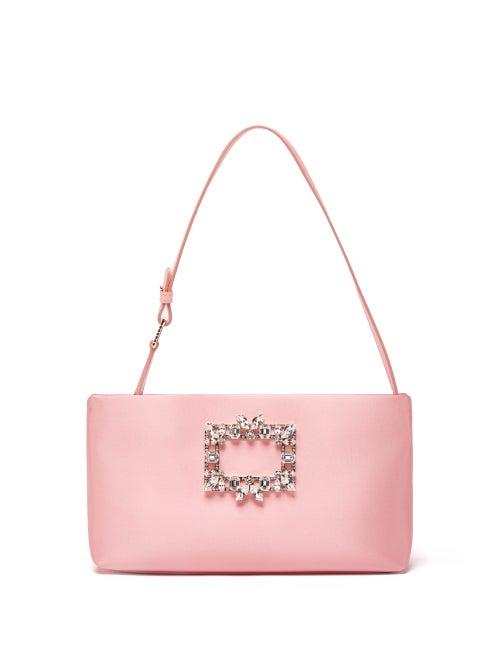 Roger Vivier - Nightlily Crystal-embellished Satin Shoulder Bag - Womens - Pink