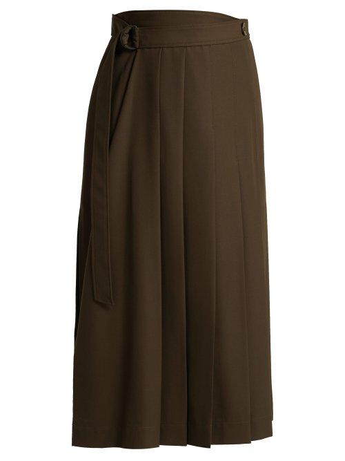 Matchesfashion.com Joseph - Fleet Pleated Midi Skirt - Womens - Khaki