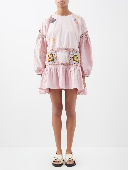 Story Mfg. - Daylight Scorpio Organic-cotton Mini Dress - Womens - Pink Multi