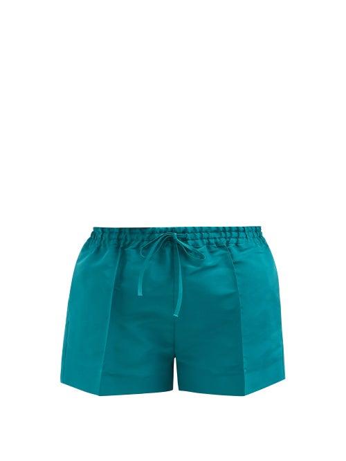 Valentino - Drawstring-waist Silk-faille Shorts - Womens - Green