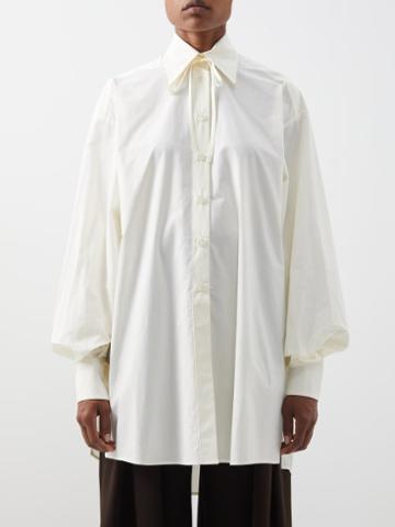 S.s. Daley - Edith Balloon-sleeve Cotton-poplin Shirt - Womens - White