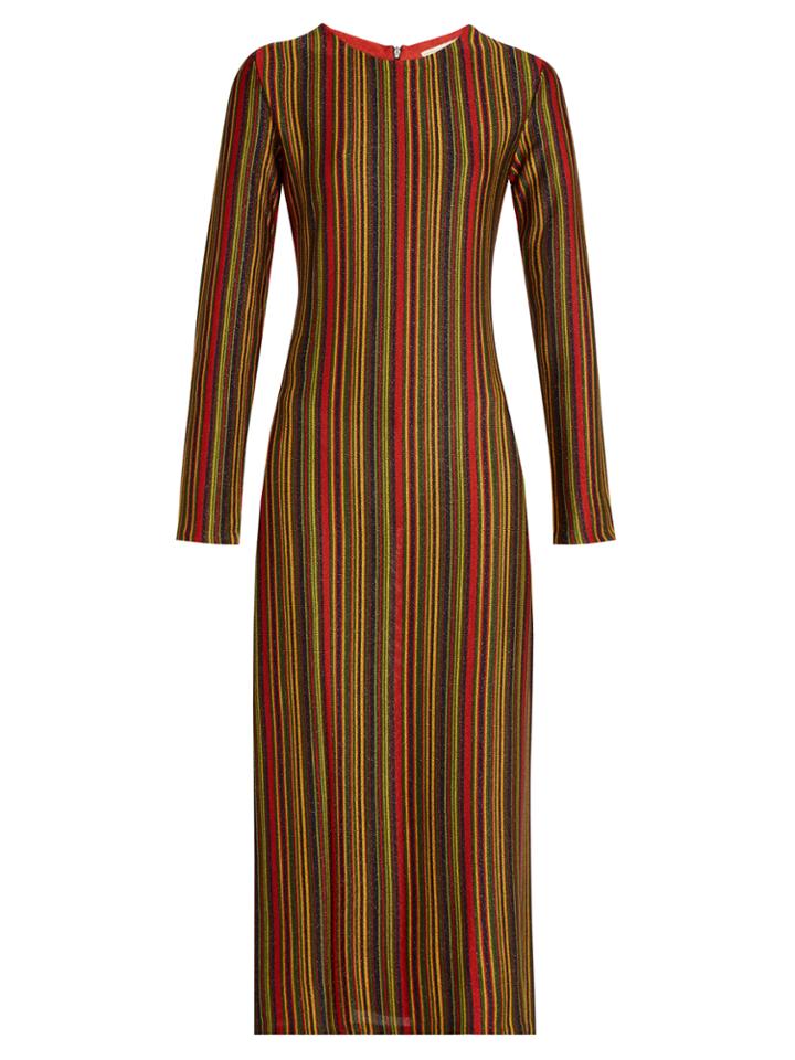 Marco De Vincenzo Striped Round-neck Midi Dress