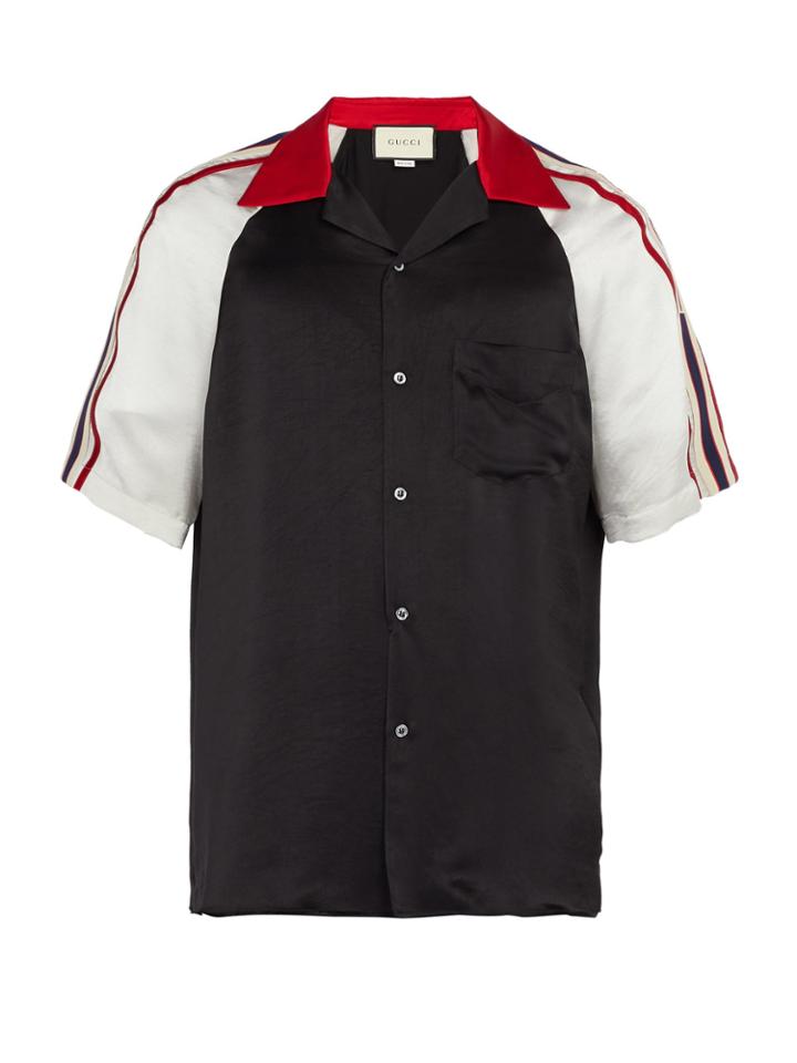 Gucci Contrast-panel Satin Shirt