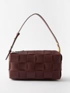 Bottega Veneta - Brick Cassette Intrecciato-leather Shoulder Bag - Womens - Burgundy