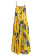 Matchesfashion.com Diane Von Furstenberg - Floral Print Cotton And Silk Blend Dress - Womens - Yellow Print