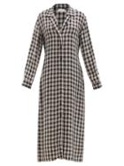Raey - Fluid Tie-waist Checked Pyjama Shirt Dress - Womens - Navy Print