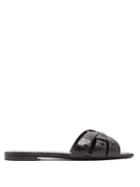 Saint Laurent Tribute Leather Crocodile Design Slides