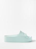 Balenciaga - Logo-embossed Rubber Flatform Slides - Womens - Aqua Green