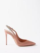 Aquazzura - Love Link 105 Grosgrain Slingback Pumps - Womens - Light Pink