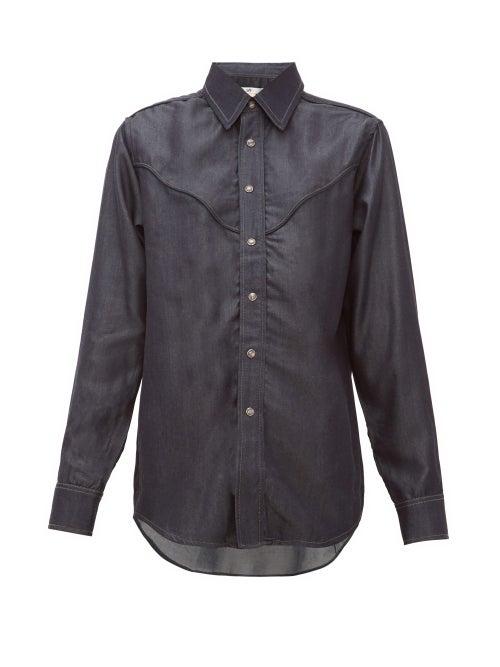 Matchesfashion.com Eytys - Dallas Topstitched Tencel Chambray Shirt - Womens - Denim