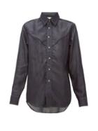 Matchesfashion.com Eytys - Dallas Topstitched Tencel Chambray Shirt - Womens - Denim