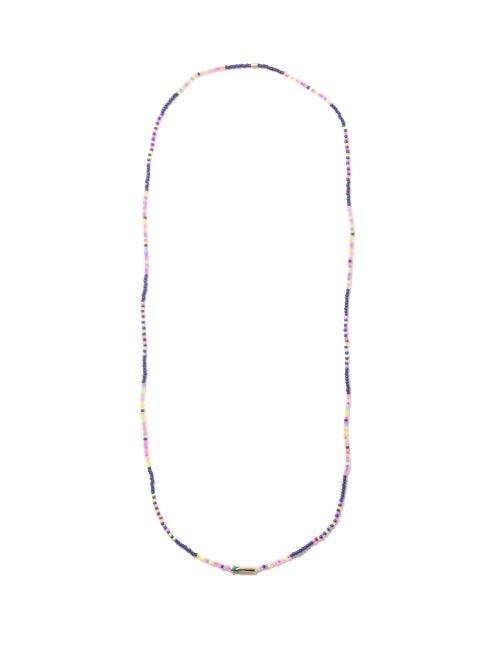 Luis Morais - Palm Tree Glass Beads & 14kt Gold Necklace - Mens - Navy Multi