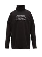 Matchesfashion.com Raf Simons - Poem-print Cotton-jersey Sweatshirt - Mens - Black