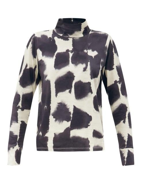 Matchesfashion.com Colville - Tiger Tail High-neck Printed Cotton-jersey Top - Womens - Black