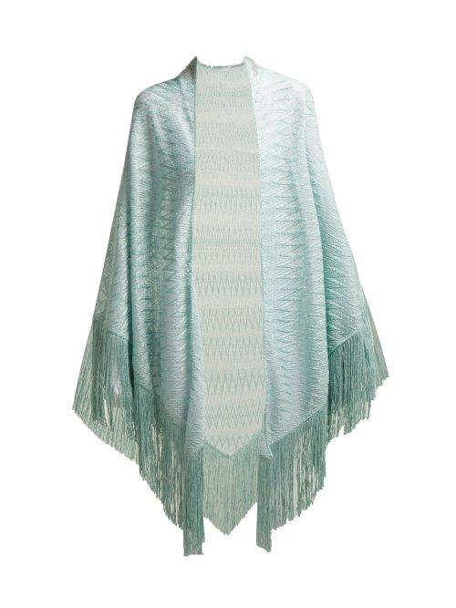 Matchesfashion.com Missoni - Metallic Fringed Trim Wrap - Womens - Blue