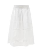 Matchesfashion.com Thierry Colson - Verde Smocked Cotton-voile Midi Skirt - Womens - White/ivory