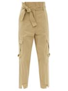 Matchesfashion.com Mes Demoiselles - Cartouche Paperbag-waist Cotton Trousers - Womens - Beige