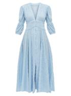 Matchesfashion.com Cult Gaia - Willow Ruched Cotton Blend Maxi Dress - Womens - Blue