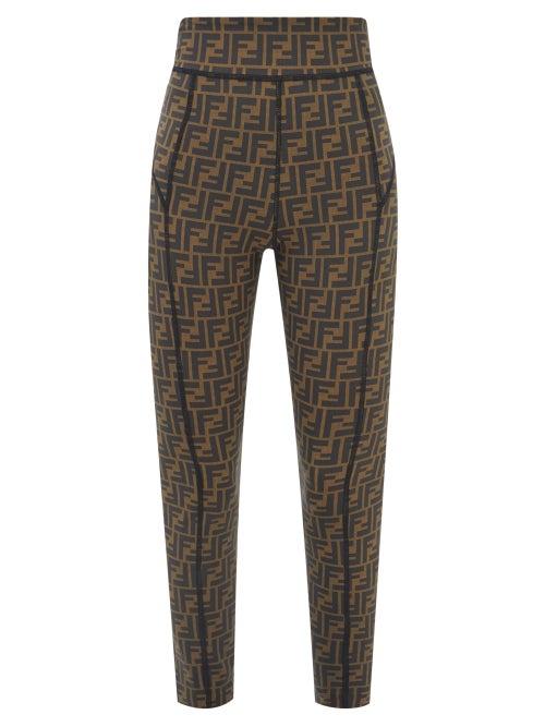 Fendi - Ff-logo Jersey Leggings - Womens - Black Brown