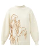 Matchesfashion.com Ssone - Joanie Embroidered Recycled-cashmere Sweater - Womens - Beige