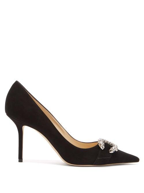 Matchesfashion.com Jimmy Choo - Saresa 85 Crystal-embellished Suede Pumps - Womens - Black