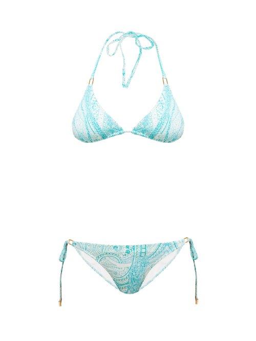 Matchesfashion.com Melissa Odabash - Cancun Paisley Print Triangle Bikini - Womens - Blue Print