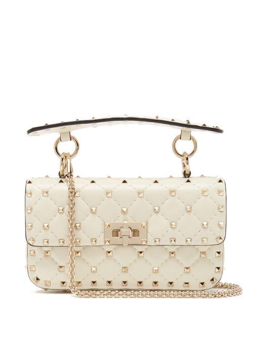 Matchesfashion.com Valentino - Rockstud Spike Small Quilted Leather Shoulder Bag - Womens - Ivory