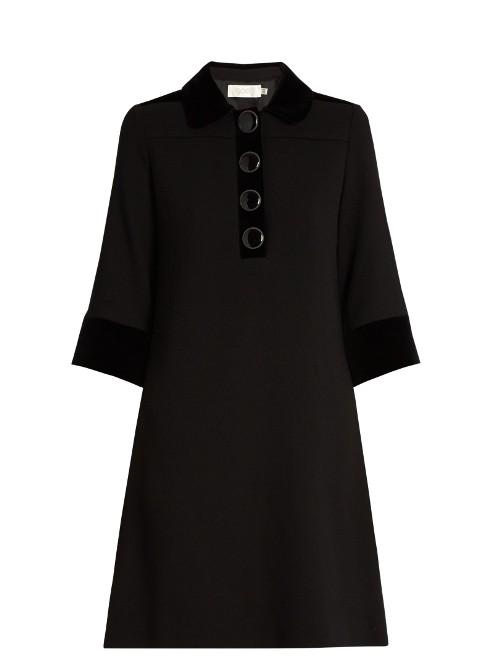 Goat Clarissa Velvet-trim Wool-crepe Dress