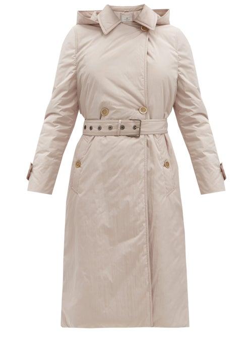 Matchesfashion.com Brunello Cucinelli - Belted Padded Trench Coat - Womens - Light Beige