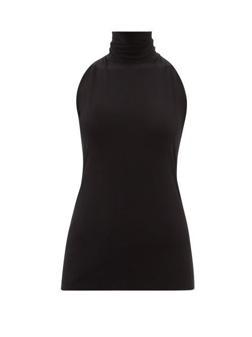 Norma Kamali - High Halterneck Stretch-jersey Top - Womens - Black