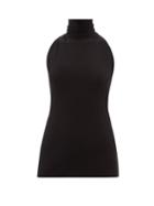 Norma Kamali - High Halterneck Stretch-jersey Top - Womens - Black